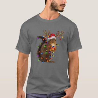 Julekorren Ljus Träd Funny Animal Lover T Shirt
