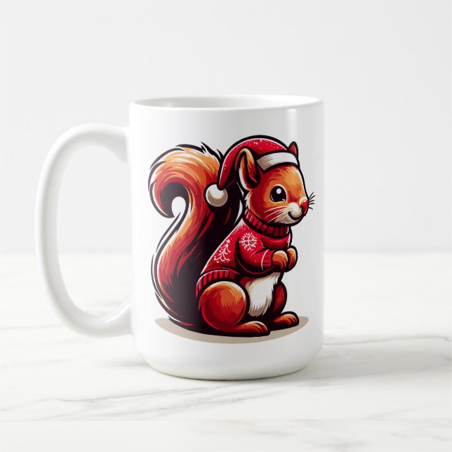 Julekorren med Santa Hat, Julafton-ekorren Kaffemugg (Vänster)