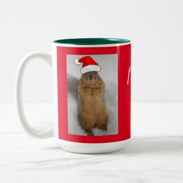 Julekorren med Santa Hat Två-Tonad Mugg (Vänster)