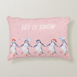 Julekute Dancing Penguins Mönster Accent Pil Prydnadskudde