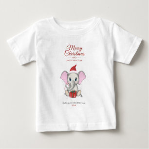 Julelefant Personlig Baby T- T Shirt