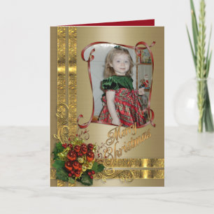 Julelegans, fotokort guld & röd Victorian Helgkort