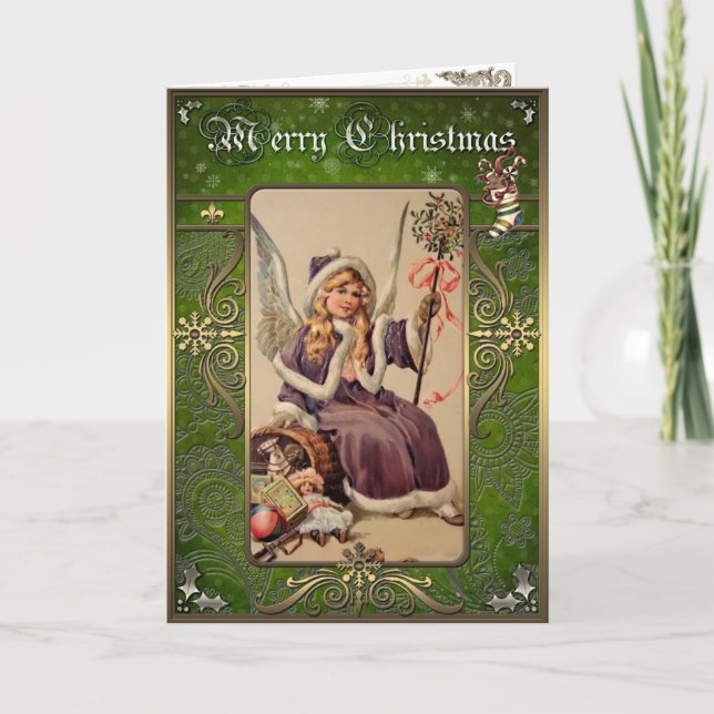 Juleleganskort - Gråla med gåvor. Helgkort (Framsida)