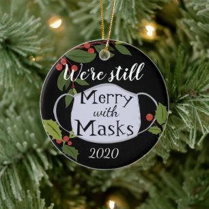 Julen 2020 är fortfarande full med masker julgransprydnad keramik