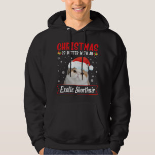 Julen är bättre med en exotisk shorthair Cat M Hoodie