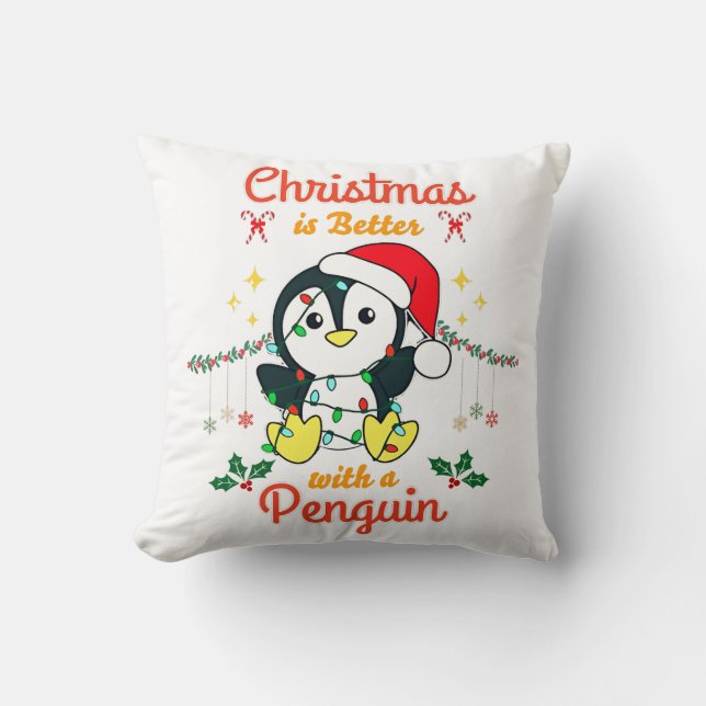 Julen är bättre med en penguin kudde (Framsida)