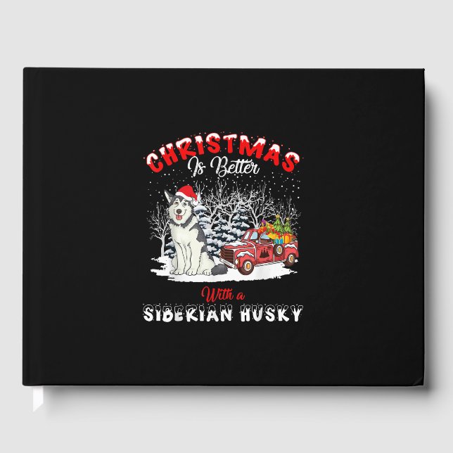 Julen är bättre med Hund | Husky Owner Gift Gästböcker (Framsida)