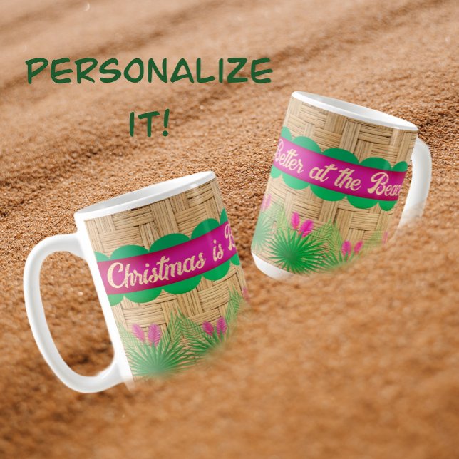 Julen är bättre på Beach Tropical Kaffemugg (Christmas is better at the beach!)