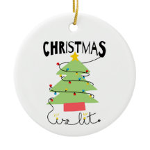 Julen är Lysande Keramisk Cirkel Ornament
