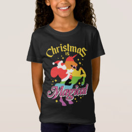 Julen är Magisk Tomte Ridande Enhörning Rolig T Shirt