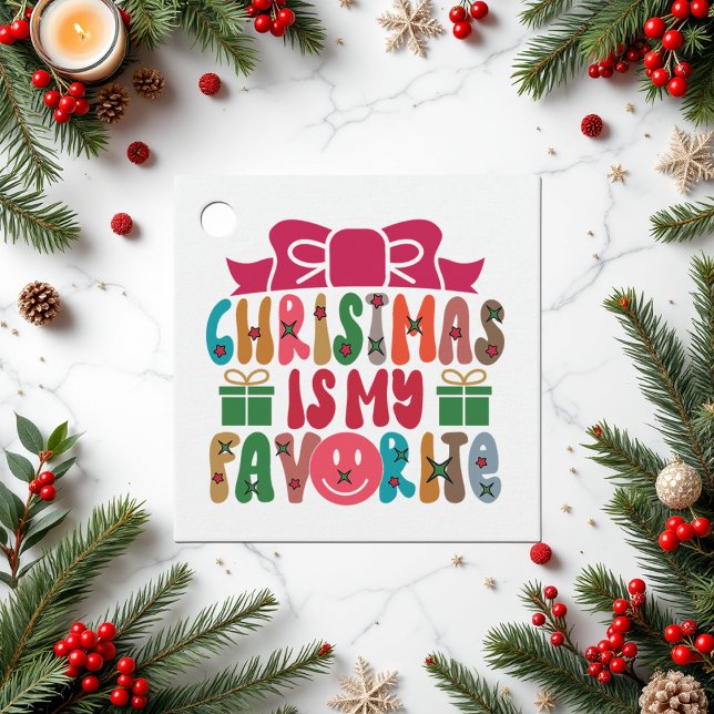 Julen är min favoritretro-Helgdag Gåvor Etiketter (Christmas Is My Favorite Retro Holiday Favor Tags)