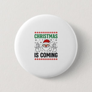 Julen är på väg Santa Snömannen Design Knapp