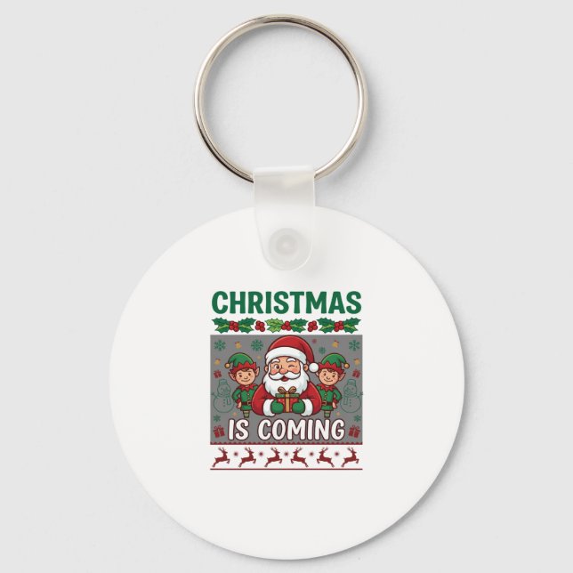 Julen är på väg Tomte Tomtar Renar Nyckelring (Framsida)