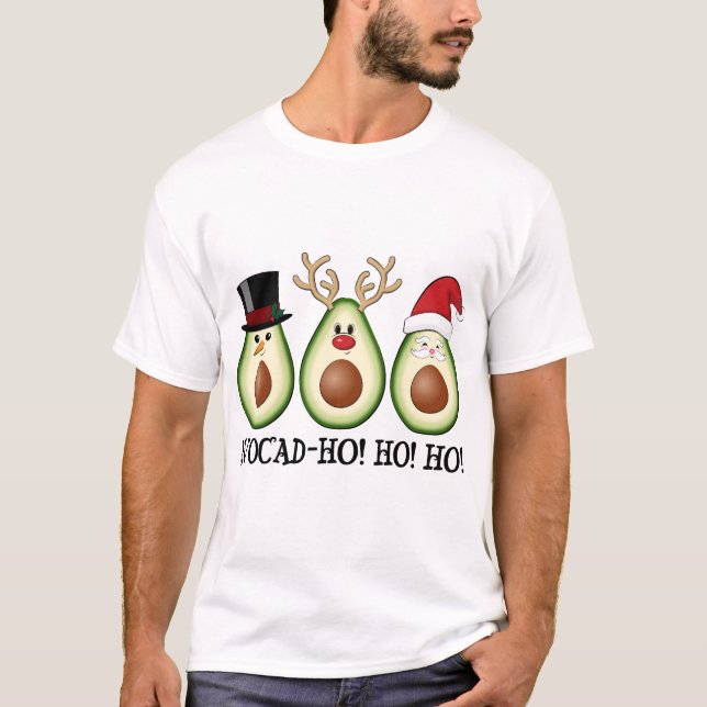 Julen Avocado Frosty, Rudolph och Santa T Shirt (Framsida)