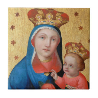 Julen belägger med tegel Madonna och barnet Kakelplatta