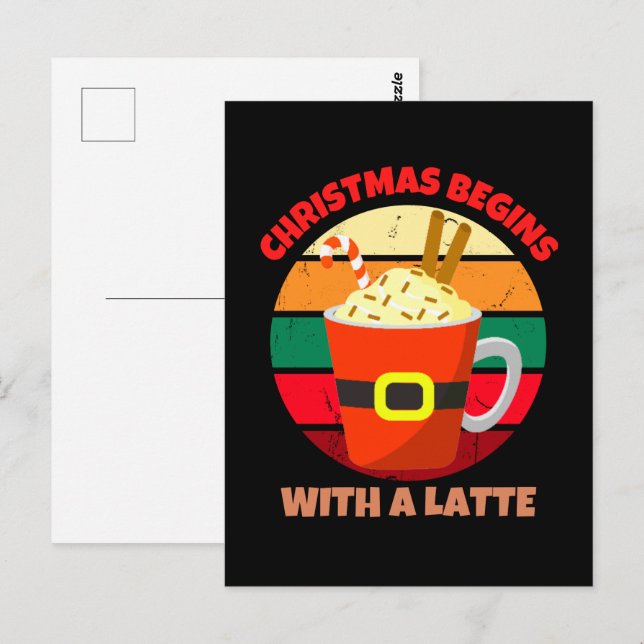 JULEN BÖRJAR MED EN LATTE VYKORT (Fram/baksida)