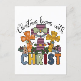 Julen börjar med Jesus Gud Ugly Julafton S Helg Vykort