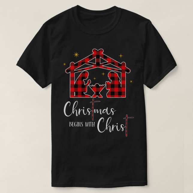 Julen börjar med Jesus Kor Christian T Shirt (Design framsida)