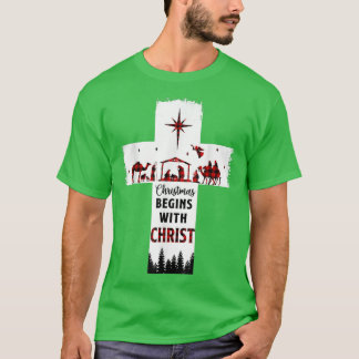 Julen börjar med Kristus Christian Kor Lycklig T Shirt