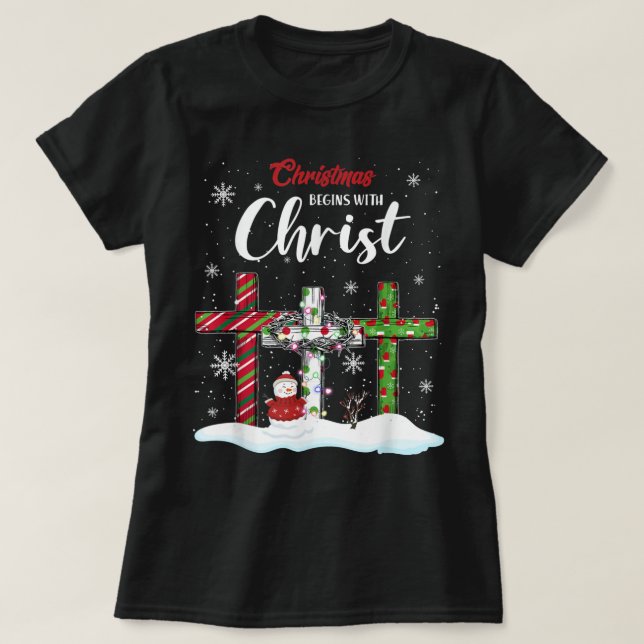 Julen börjar med Kristus Snögubbe Christian Cro T Shirt (Design framsida)