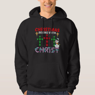 Julen börjar med Kristus Snögubbe Christian Rel Hoodie