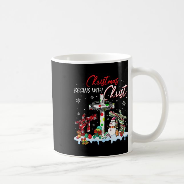 Julen börjar med Kristus Snögubbe Christian Rel Kaffemugg (Höger)