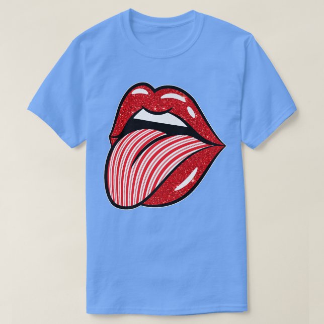 Julen Candy cane Läppar Tunga Costume Girl10 T Shirt (Design framsida)