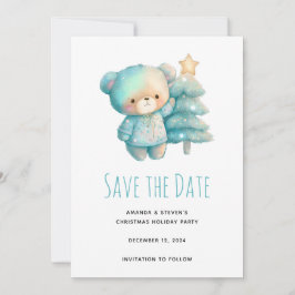 Julen Cute Bear och Julgran Spara Datumet