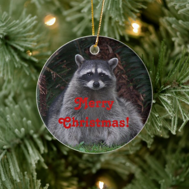 Julen Cute Forest Raccoon Julgransprydnad Keramik (Träd)