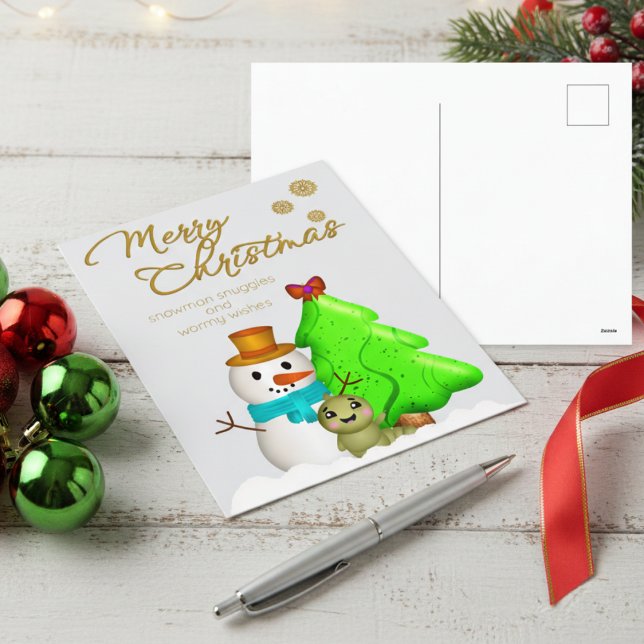 Julen Cute Hand plockade-karaktären Helg Vykort (Cute hand drawn characters to bring a little playfulness to your Christmas greeting.)