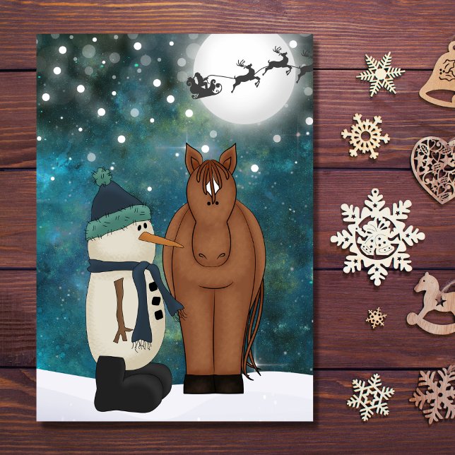 Julen Cute Horse, Snögubbe, Santa och Reindeer Helgkort (Skapare uppladdad)