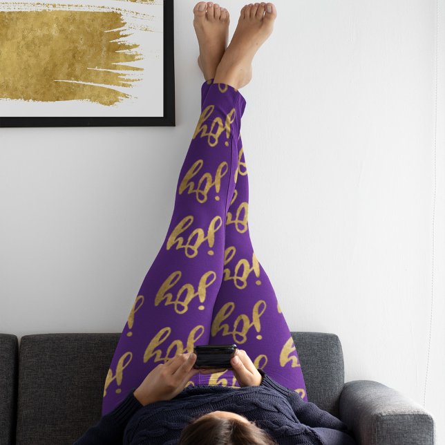 Julen Cute Lila Guld Joy Typography jul Leggings (Skapare uppladdad)