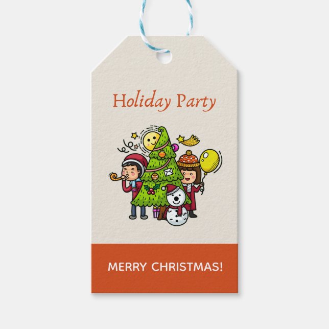 Julen Cute Playof Hand plockade Julfest Presentetikett (Framsidan)