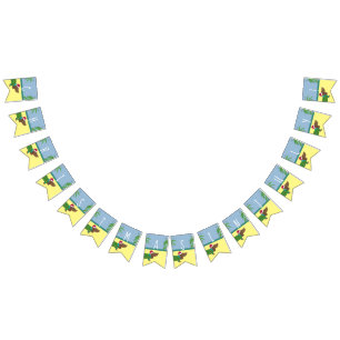 Julen Cute Puppy Hund i juli Vimplar