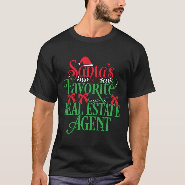 Julen Cute Santa's Favorite Real Gods Agent T Shirt (Framsida)