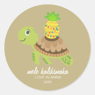 Julen Cute Sea Turtle Runt Klistermärke