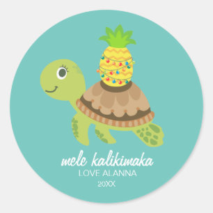 Julen Cute Sea Turtle Runt Klistermärke
