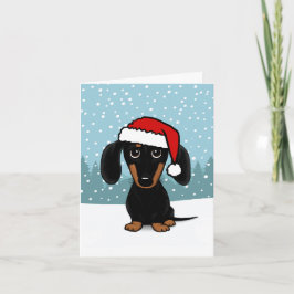 Julen Dachshund Santa Black och Tan Wiener Hund Helgkort