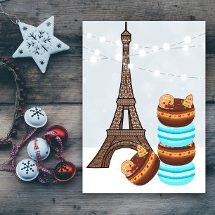 Julen Eiffel Torn och Winter Macaroons Helgkort