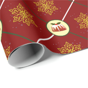 Julen Figgy Pudding och Guld Snöflingor jul Presentpapper