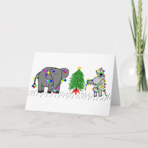 Julen för elefant och åsna helgkort