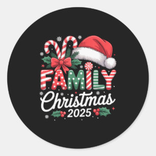 Julen för familjen 2025 Xmas Matchande Pyjamas Runt Klistermärke