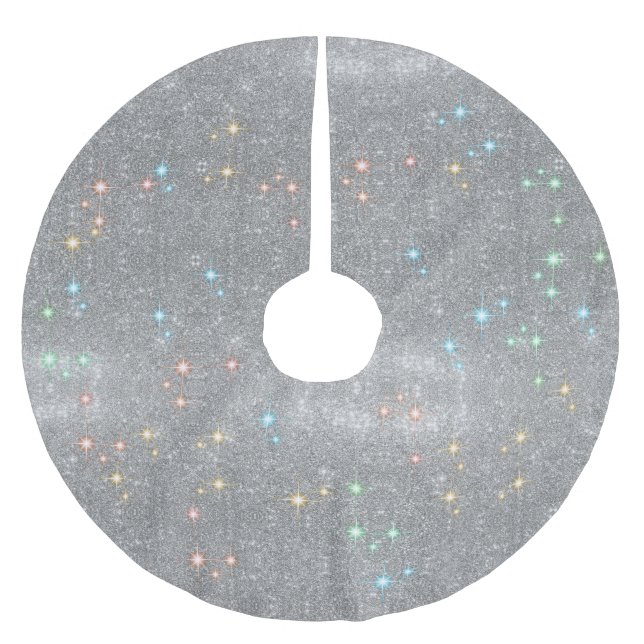 Julen för Faux för silverglittergnistra tänder Julgransmatta Borstad Polyester (Framsidan)