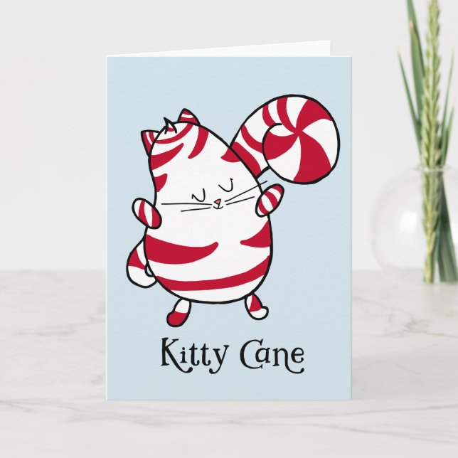 Julen för kattungekäppcandy cane förbigår det inre helgkort (Framsida)