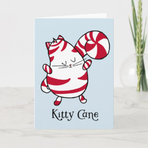 Julen för kattungekäppcandy cane förbigår det inre helgkort