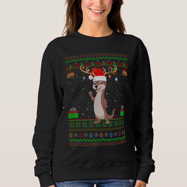 Julen för otters Santa Matching Ugly Otters T Shirt (Framsida)