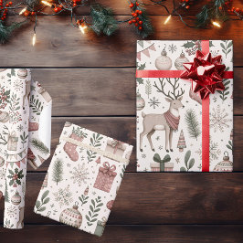 Julen för Whimsique Reindeer Woodland Presentpapper
