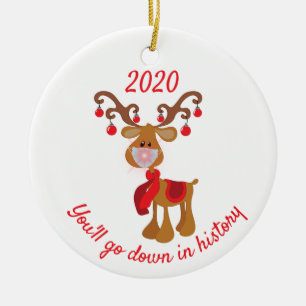 Julen går till historien Rudolph 2020 Julgransprydnad Keramik