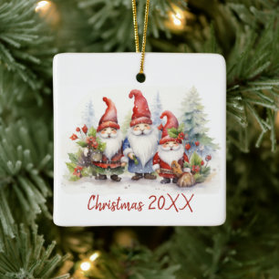 Julen Gnomes i Snöflingor Julgransprydnad Keramik
