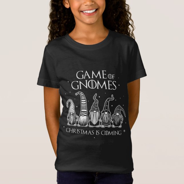 Julen Gnomes kommer tre Gno. T Shirt (Framsida)